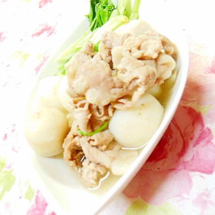 柚子香る❤里芋と豚肉と水菜の炊いたん❤